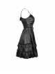 Black Gothic Cross Zipper Belt Lace Rebel Locomotive Girl Faux Leather Strap Dress