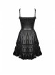 Black Gothic Cross Zipper Belt Lace Rebel Locomotive Girl Faux Leather Strap Dress