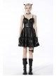 Black Gothic Cross Zipper Belt Lace Rebel Locomotive Girl Faux Leather Strap Dress