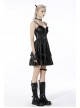 Black Gothic Cross Zipper Belt Lace Rebel Locomotive Girl Faux Leather Strap Dress