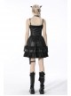 Black Gothic Cross Zipper Belt Lace Rebel Locomotive Girl Faux Leather Strap Dress