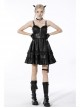 Black Gothic Cross Zipper Belt Lace Rebel Locomotive Girl Faux Leather Strap Dress