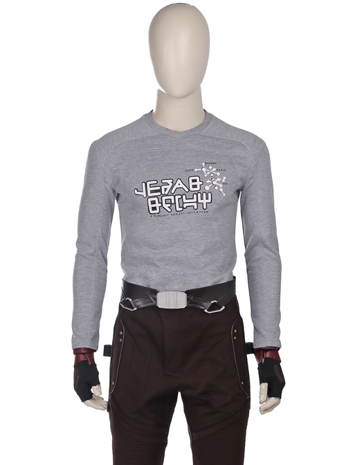 Guardians Of The Galaxy Vol 2 Star-Lord Peter Jason Quill Red Long Windbreaker Suit Halloween Cosplay Costume Gray Bottoming Long Sleeve T-shirt