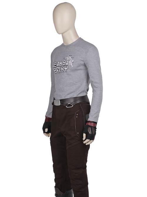 Guardians Of The Galaxy Vol 2 Star-Lord Peter Jason Quill Red Long Windbreaker Suit Halloween Cosplay Costume Gray Bottoming Long Sleeve T-shirt