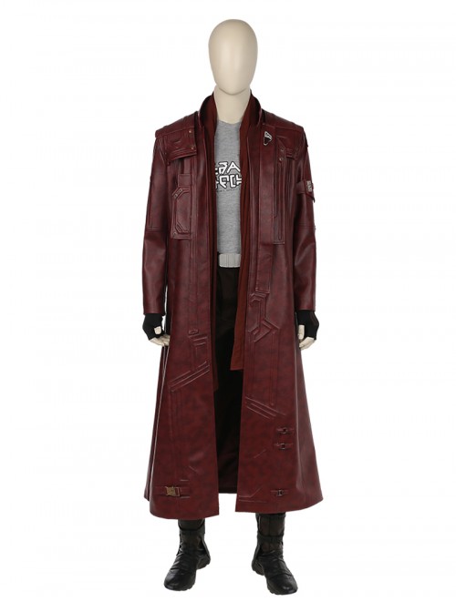 Guardians Of The Galaxy Vol 2 Star-Lord Peter Jason Quill Red Long Windbreaker Suit Halloween Cosplay Accessories Boots And Leg Guards