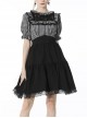 Black Gothic Lolita Plaid Lace Peter Pan Collar Stitching Lost Girl Grid Rayon Prom Dress
