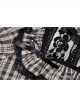 Black Gothic Lolita Plaid Lace Peter Pan Collar Stitching Lost Girl Grid Rayon Prom Dress