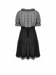 Black Gothic Lolita Plaid Lace Peter Pan Collar Stitching Lost Girl Grid Rayon Prom Dress