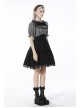 Black Gothic Lolita Plaid Lace Peter Pan Collar Stitching Lost Girl Grid Rayon Prom Dress