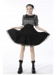 Black Gothic Lolita Plaid Lace Peter Pan Collar Stitching Lost Girl Grid Rayon Prom Dress
