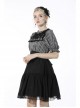 Black Gothic Lolita Plaid Lace Peter Pan Collar Stitching Lost Girl Grid Rayon Prom Dress
