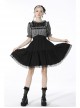 Black Gothic Lolita Plaid Lace Peter Pan Collar Stitching Lost Girl Grid Rayon Prom Dress