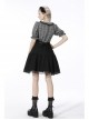 Black Gothic Lolita Plaid Lace Peter Pan Collar Stitching Lost Girl Grid Rayon Prom Dress