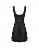 Black Gothic Preppy Style Love Button Slim Fit Pleated Lace Up Back Polyester Suspenders Skirt