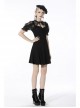 Gothic Sexy Black Bow Tie Slim Fit Lady Fake Two Pieces Lace Puff Sleeves Cotton Dress