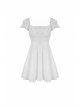 White Gothic Lolita Angelic Beauty Lace Slim Fit White Cross Chest Square Neck Cotton Mini Dress