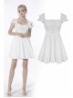 White Gothic Lolita Angelic Beauty Lace Slim Fit White Cross Chest Square Neck Cotton Mini Dress