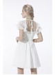 White Gothic Lolita Angelic Beauty Lace Slim Fit White Cross Chest Square Neck Cotton Mini Dress