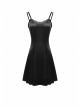 Gothic Invisible Black Wings Sexy Lace-Up Backless Slim Velvet Polyester Strap Dress
