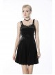 Gothic Invisible Black Wings Sexy Lace-Up Backless Slim Velvet Polyester Strap Dress