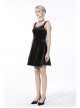 Gothic Invisible Black Wings Sexy Lace-Up Backless Slim Velvet Polyester Strap Dress