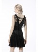 Gothic Invisible Black Wings Sexy Lace-Up Backless Slim Velvet Polyester Strap Dress