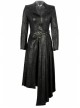 Gothic Sexy Black Elegant Loose Asymmetric Bouffancy Ghost Belt Pu Nylon Robe Jacket
