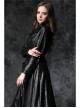 Gothic Sexy Black Elegant Loose Asymmetric Bouffancy Ghost Belt Pu Nylon Robe Jacket