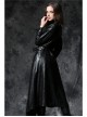 Gothic Sexy Black Elegant Loose Asymmetric Bouffancy Ghost Belt Pu Nylon Robe Jacket