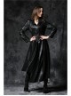 Gothic Sexy Black Elegant Loose Asymmetric Bouffancy Ghost Belt Pu Nylon Robe Jacket