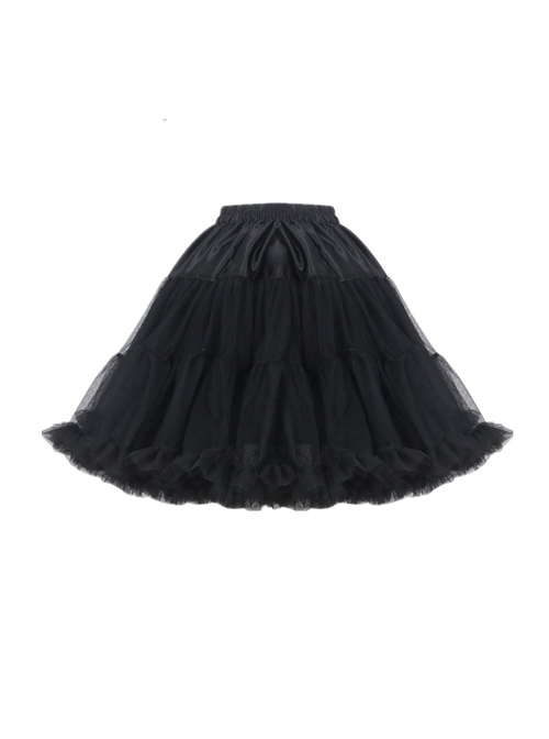Gothic Black Lolita Sexy Elegant Lace Solf Polyester Bubble Skirt Pettiskirt