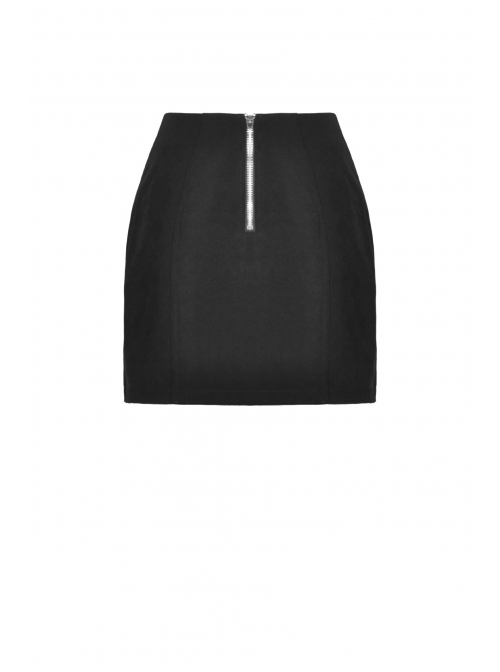 Punk Black Lady Webbing Buckle Sheet Slim Fit Asymmetrical Mini Skirt