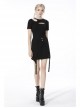 Punk Black Lady Webbing Buckle Sheet Slim Fit Asymmetrical Mini Skirt