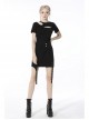 Punk Black Lady Webbing Buckle Sheet Slim Fit Asymmetrical Mini Skirt