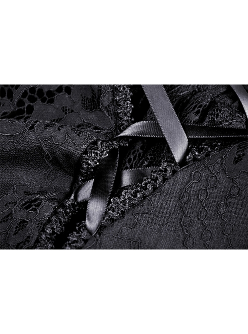 Black Gothic Pattern Sexy Slim Fit Buttocks Mermaid Lace Hollow Out Maxi Skirt