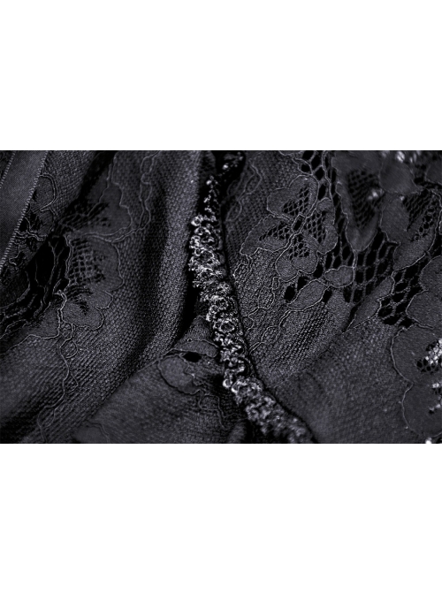 Black Gothic Pattern Sexy Slim Fit Buttocks Mermaid Lace Hollow Out Maxi Skirt