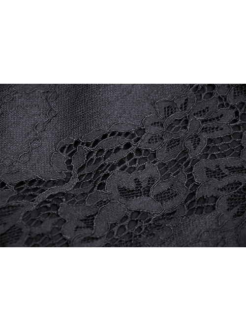 Black Gothic Pattern Sexy Slim Fit Buttocks Mermaid Lace Hollow Out Maxi Skirt