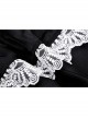 Lolita Black Gothic Lace Irregular Elastic Band White Bow Contrast Rayon Mini Skirt