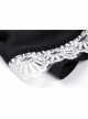 Lolita Black Gothic Lace Irregular Elastic Band White Bow Contrast Rayon Mini Skirt