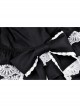 Lolita Black Gothic Lace Irregular Elastic Band White Bow Contrast Rayon Mini Skirt