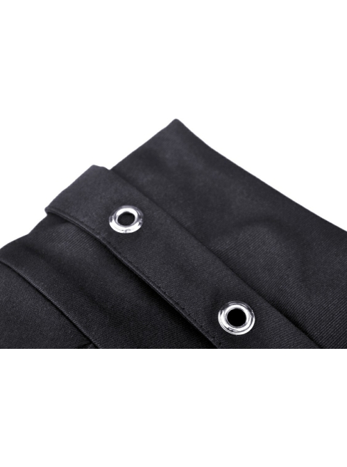 Punk Black Mesh Irregular Multilayer Skull Tattered Pleated Cotton Mini Skirt