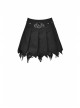 Punk Black Mesh Irregular Multilayer Skull Tattered Pleated Cotton Mini Skirt