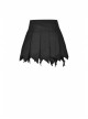 Punk Black Mesh Irregular Multilayer Skull Tattered Pleated Cotton Mini Skirt