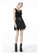 Punk Black Mesh Irregular Multilayer Skull Tattered Pleated Cotton Mini Skirt