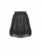 Black Lolita Pattern Slim Elastic Band Lace Layered Trim Polyester Mini Skirt