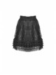 Black Lolita Pattern Slim Elastic Band Lace Layered Trim Polyester Mini Skirt