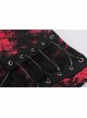Punk Black Red Pattern Irregular Lace Lace Tie-Dyed Covered Mesh Cotton Mini Skirt
