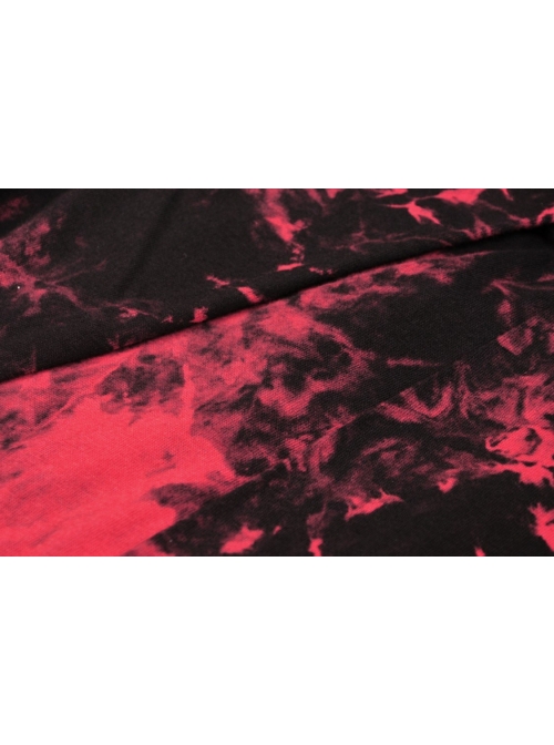 Punk Black Red Pattern Irregular Lace Lace Tie-Dyed Covered Mesh Cotton Mini Skirt