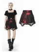 Punk Black Red Pattern Irregular Lace Lace Tie-Dyed Covered Mesh Cotton Mini Skirt