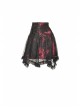 Punk Black Red Pattern Irregular Lace Lace Tie-Dyed Covered Mesh Cotton Mini Skirt
